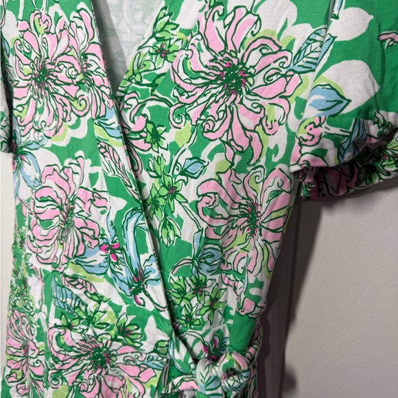 Lilly Pulitzer Floral Green and Pink Wrap Dress - Picture 2 of 5